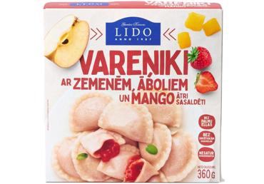 Saldēti vareņiki ar zemenēm, āboliem, mango LIDO 360g
