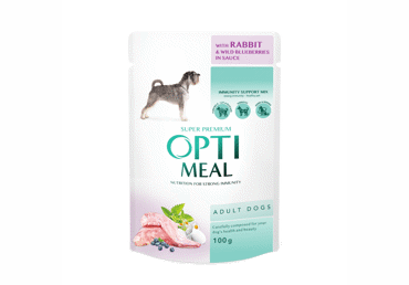 Konservēta barība trusis ogu mērcē suņiem OPTIMEAL 100g