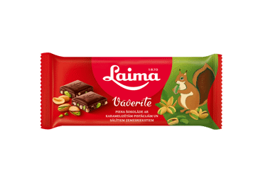 Piena šokolāde Vāverīte ar pistācijām un sālītiem zemesriekstiem LAIMA 90g
