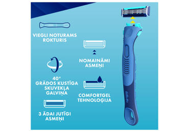 Skūšanās kasetes GILLETTE Sensor 3+Comfort vīriešiem 8gb. - 3