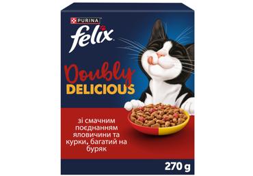 Kaķu barība ar liellopu un vistu FELIX 270g
