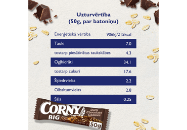 Musli batoniņš CORNY Big šokolades-cepumu 50g - 2
