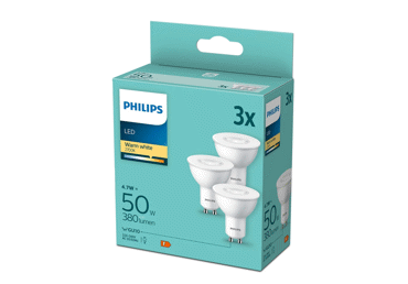 LED spuldzes PHILIPS 50W GU10 3gab.