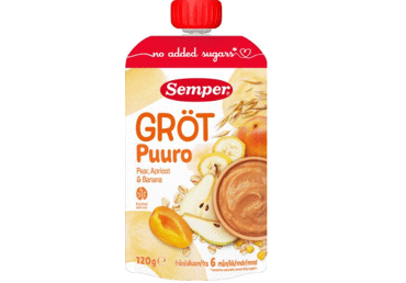 Biezenis SEMPER graudu-bumbieru-aprikožu-banānu 6+ 120g