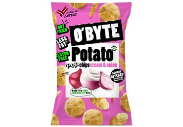 Kartupeļu čipsi O'BYTE skābā krējuma un sīpolu 90g