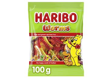 Košļājamās konfektes HARIBO tārpiņi 100g