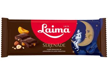 Tumšā šokolāde Serenāde LAIMA ar aprikozēm un lazdu riekstiem 190g