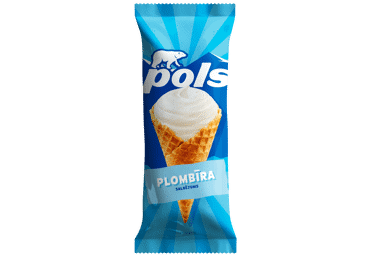 Saldējums POLS plombīra vafeļu konusā 90g