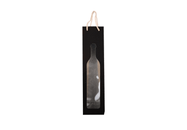 Dāvanu maisiņš pudelei melns 9x37x8,5cm