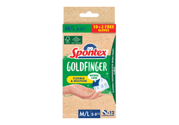 Lateksa cimdi SPONTEX Goldfinger M/L 12gb.