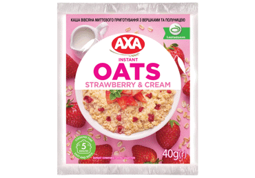 Ātri pagatavojamā auzu pārslu biezputra AXA krēms un zemenes 40g