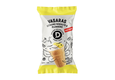 Sorberts citronu un plombīra saldējums vafelē DRUVA 70g