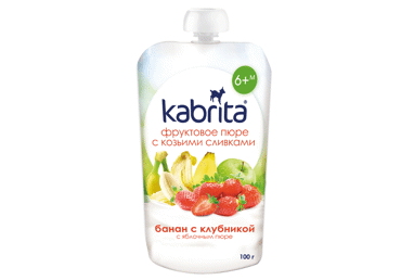 Biezenis KABRITA kazas piena-banānu-zemeņu-ābolu 6+ 100g