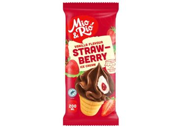 Saldējums vaniļas ar zemeņu pildījumu MIO&RIO 96g