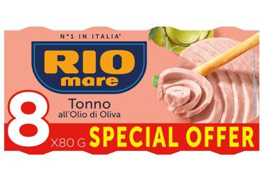 Tunzivs olīveļļā RIO MARE 8x80g