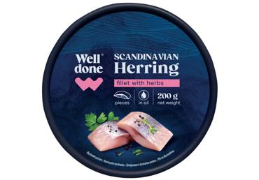 Siļķu filejas Skandināvu eļļā ar zaļumiem WELL DONE 200g