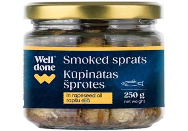 Kūpinātas šprotes rapšu eļļā WELL DONE 250g