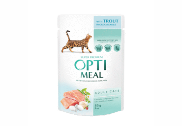 Konservēta barība ar foreli mērcē kaķiem OPTIMEAL 85g