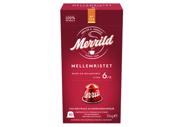 Kaf.kaps.MERRILD Mellemristet 10x5,6g