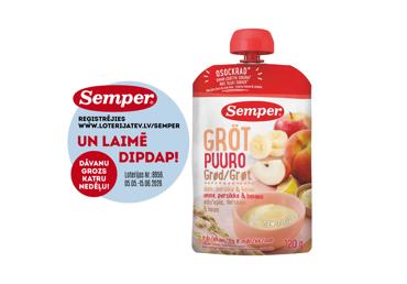 Biezenis SEMPER graudu-ābolu-persiku-banānu 6+ 120g - 1