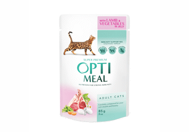 Konservi gaļa un dārzeņi želejā kaķiem OPTIMEAL 85g