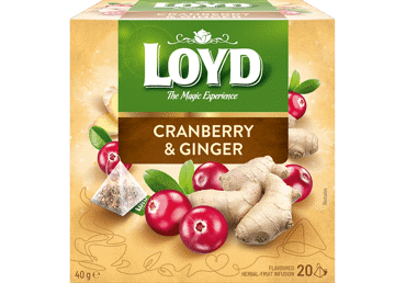 Augļu tēja LOYD dzērveņu-ingvera 20x2g