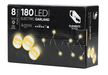 Elektriskā virtene 180LED balta ELEMENTS
